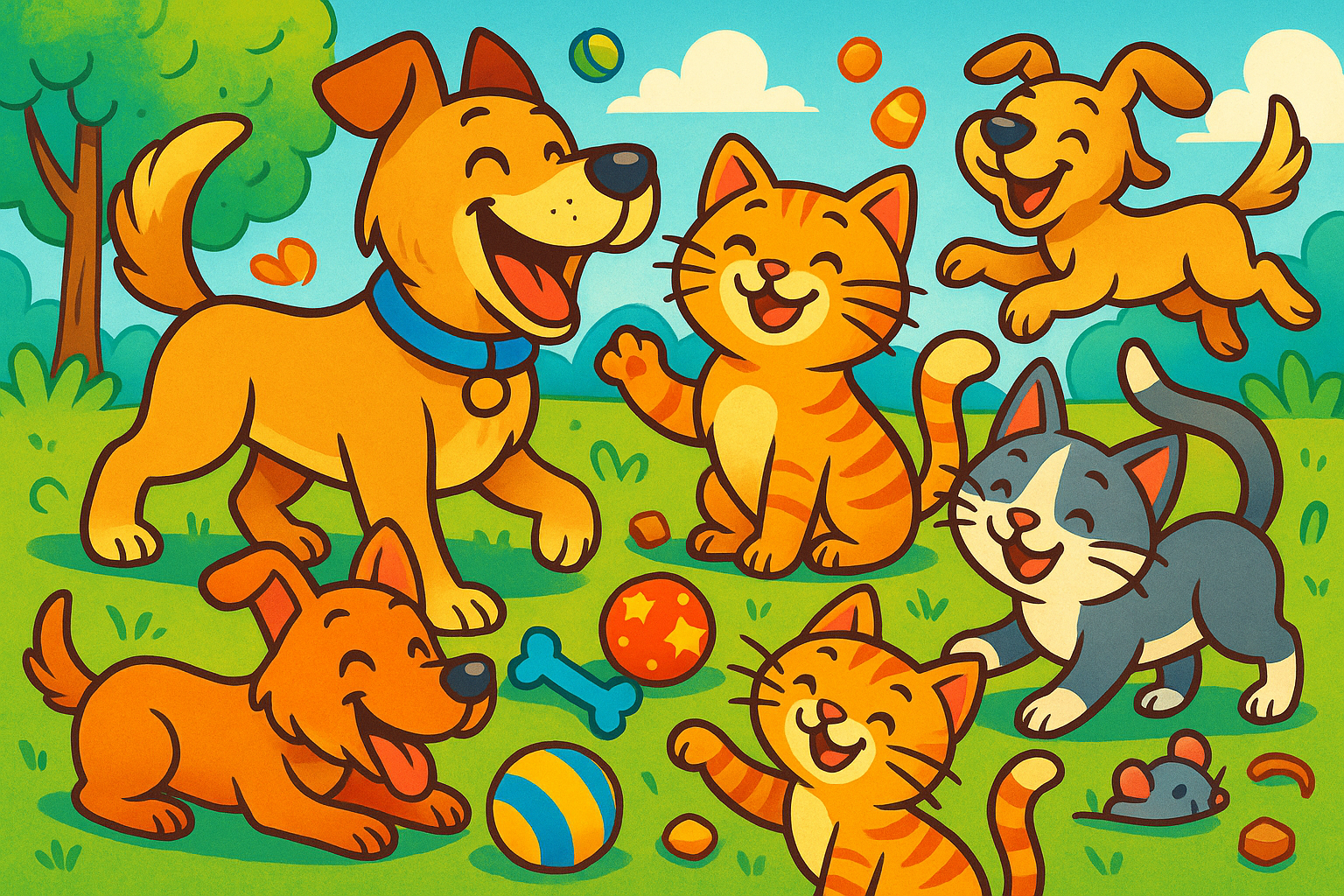 Bright fun pet related image that matches logo colors